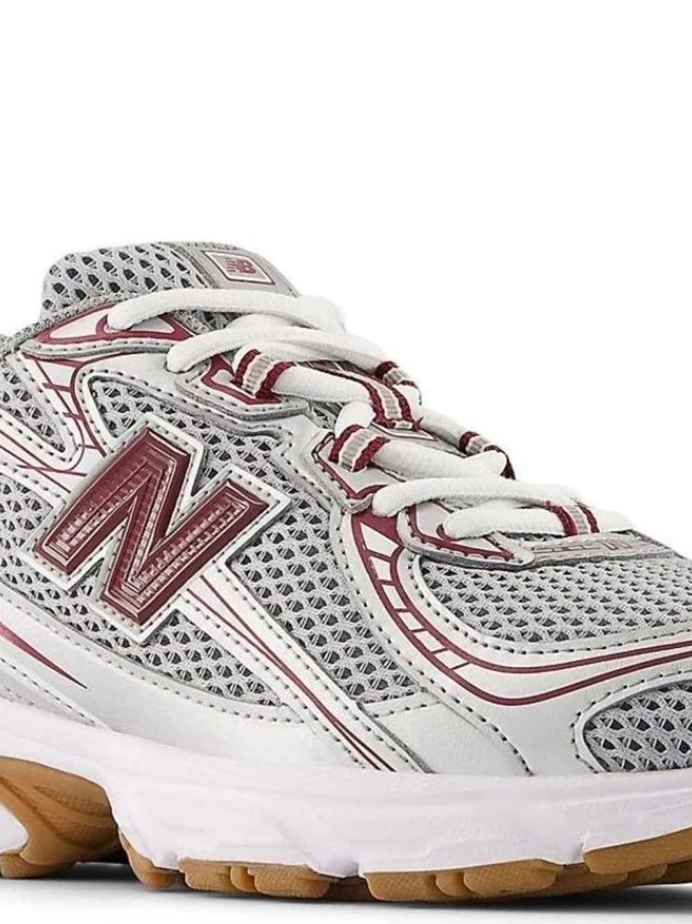 New Balance Mesh Running Shoe in White & Maroon